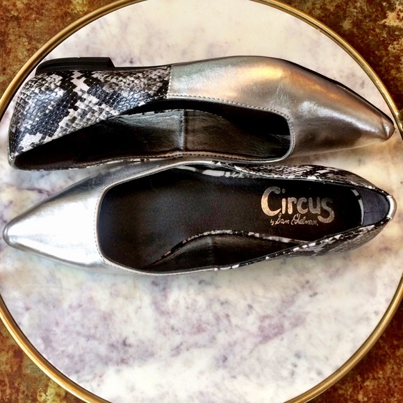 Circus by Sam Edelman silver and snakeskin flats. - Picture 1 of 8